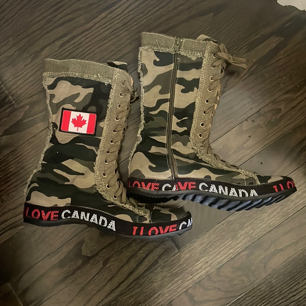 Rare Camo High-Top Boots with Canada Accents